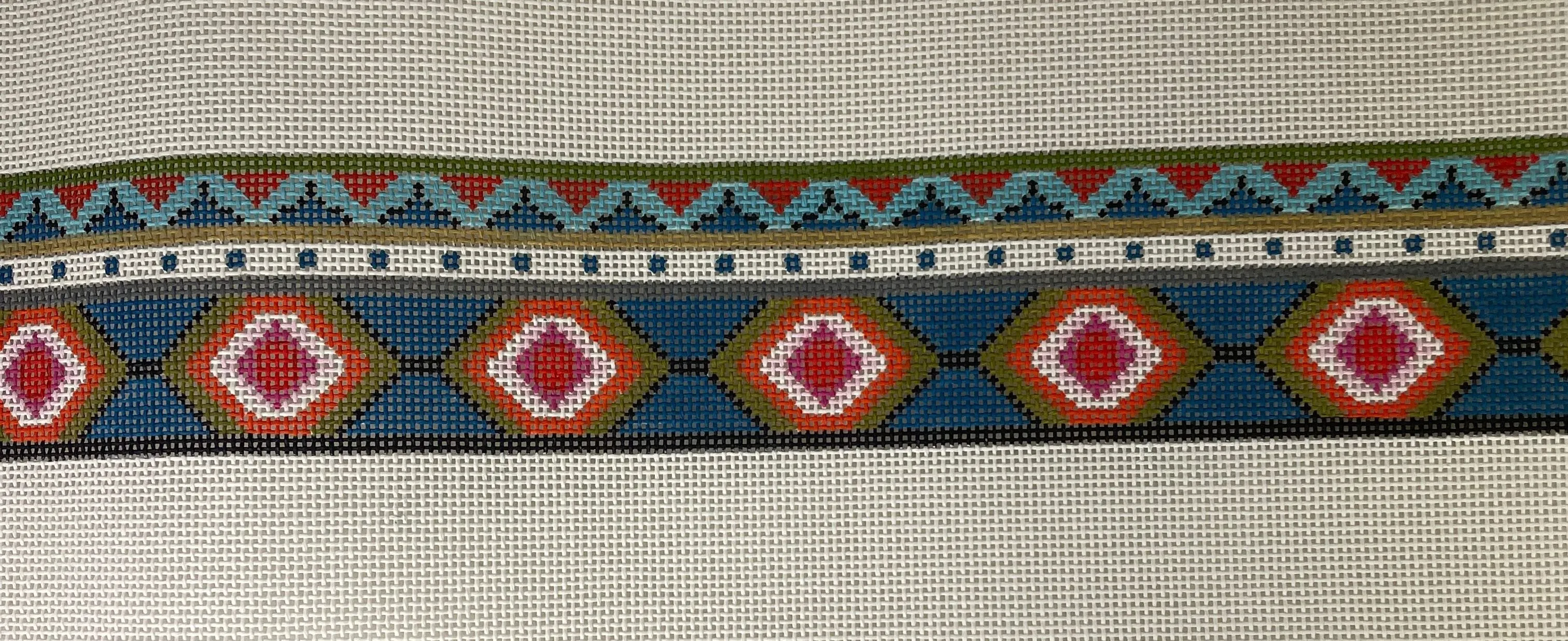 * Color of Praise - HB805 Turquoise and Red Geometric Wide Purse Strap