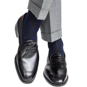 137-Navy with Clematis Blue Dot Cotton Sock Linked Toe OTC