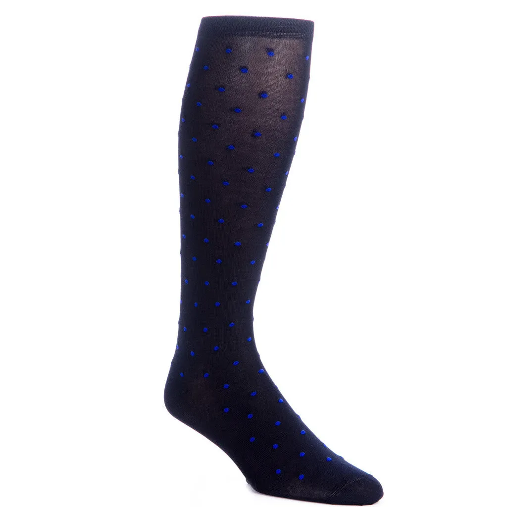137-Navy with Clematis Blue Dot Cotton Sock Linked Toe OTC