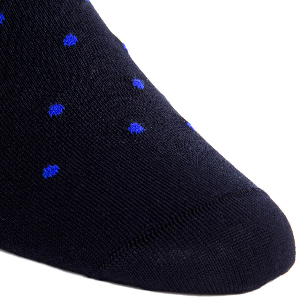 137-Navy with Clematis Blue Dot Cotton Sock Linked Toe OTC