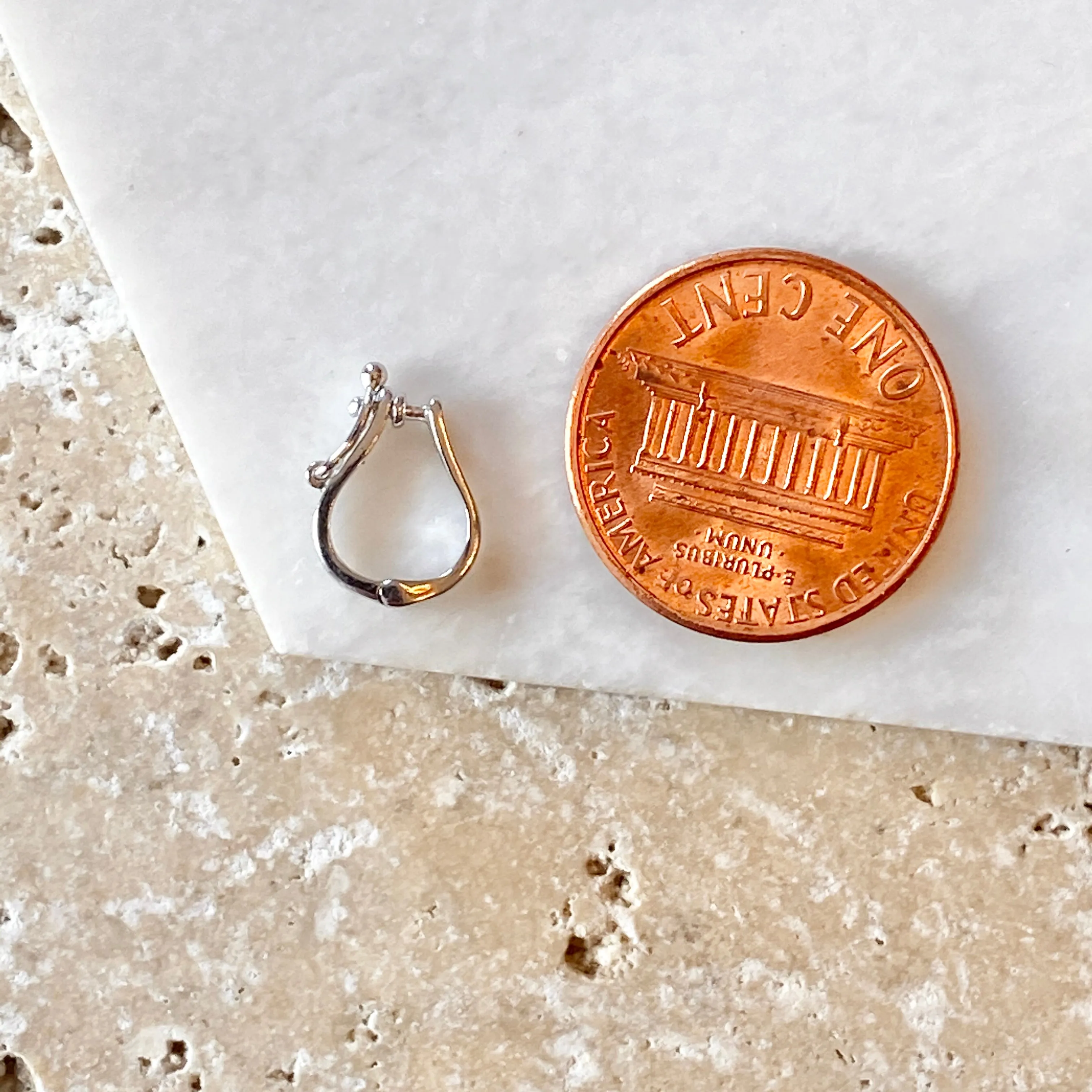 14KT White Gold Omega Bail Slide Pendant Enhancer 6mm