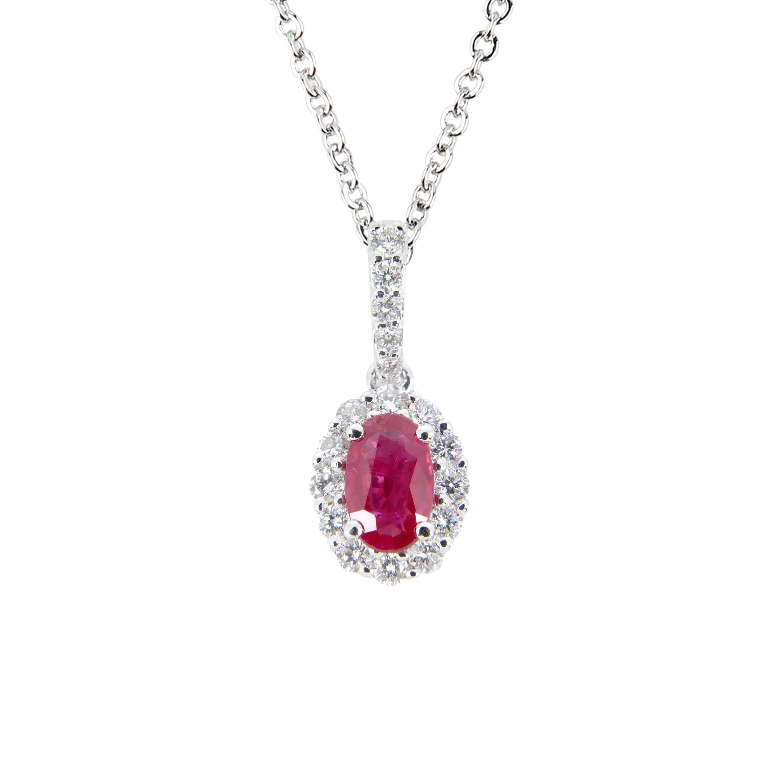 18K White Gold 0.36ct Ruby And Diamond Pendant - 20752101
