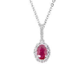 18K White Gold 0.36ct Ruby And Diamond Pendant - 20752101