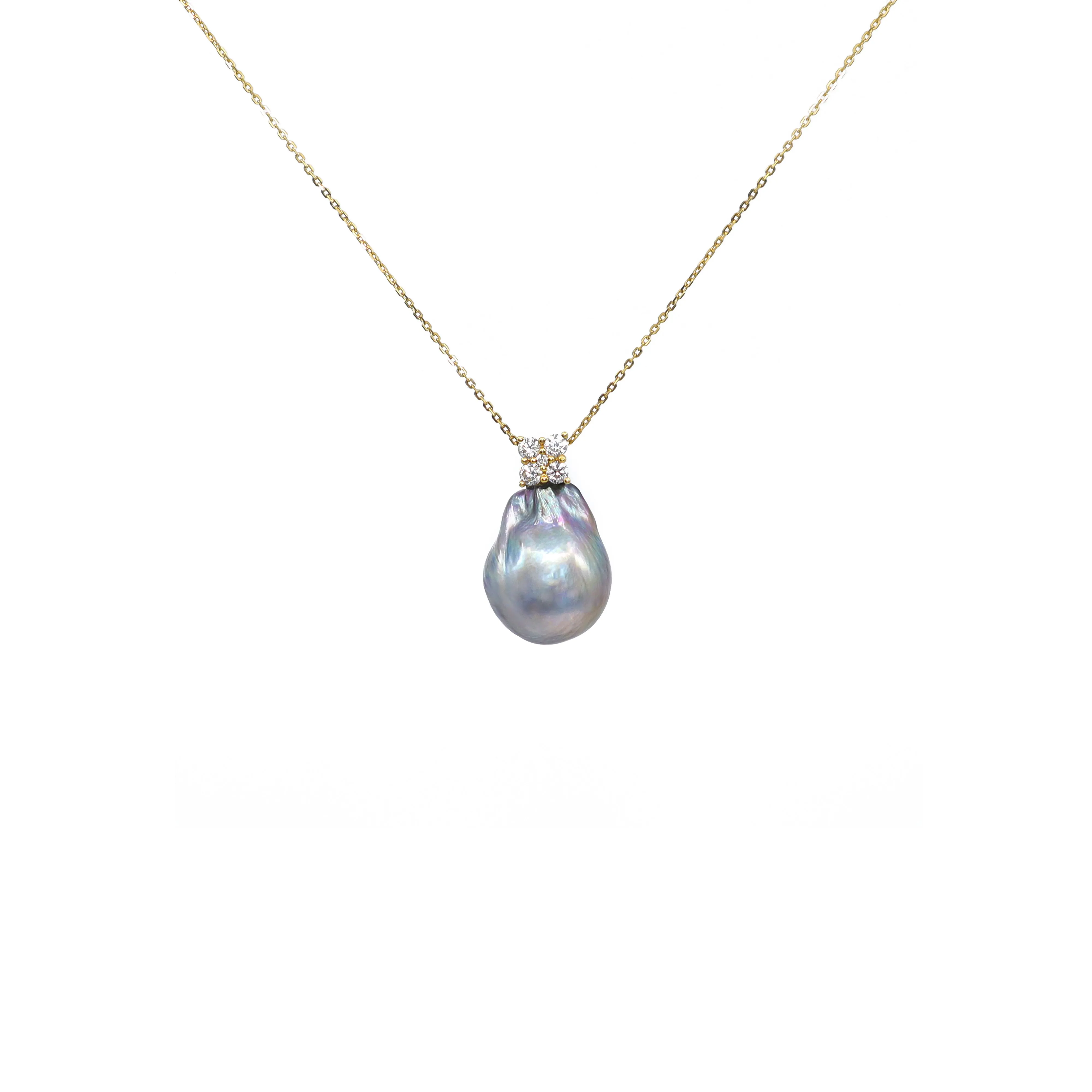 18K Yellow Gold Tahitian Baroque Pearl Necklace - 20716660