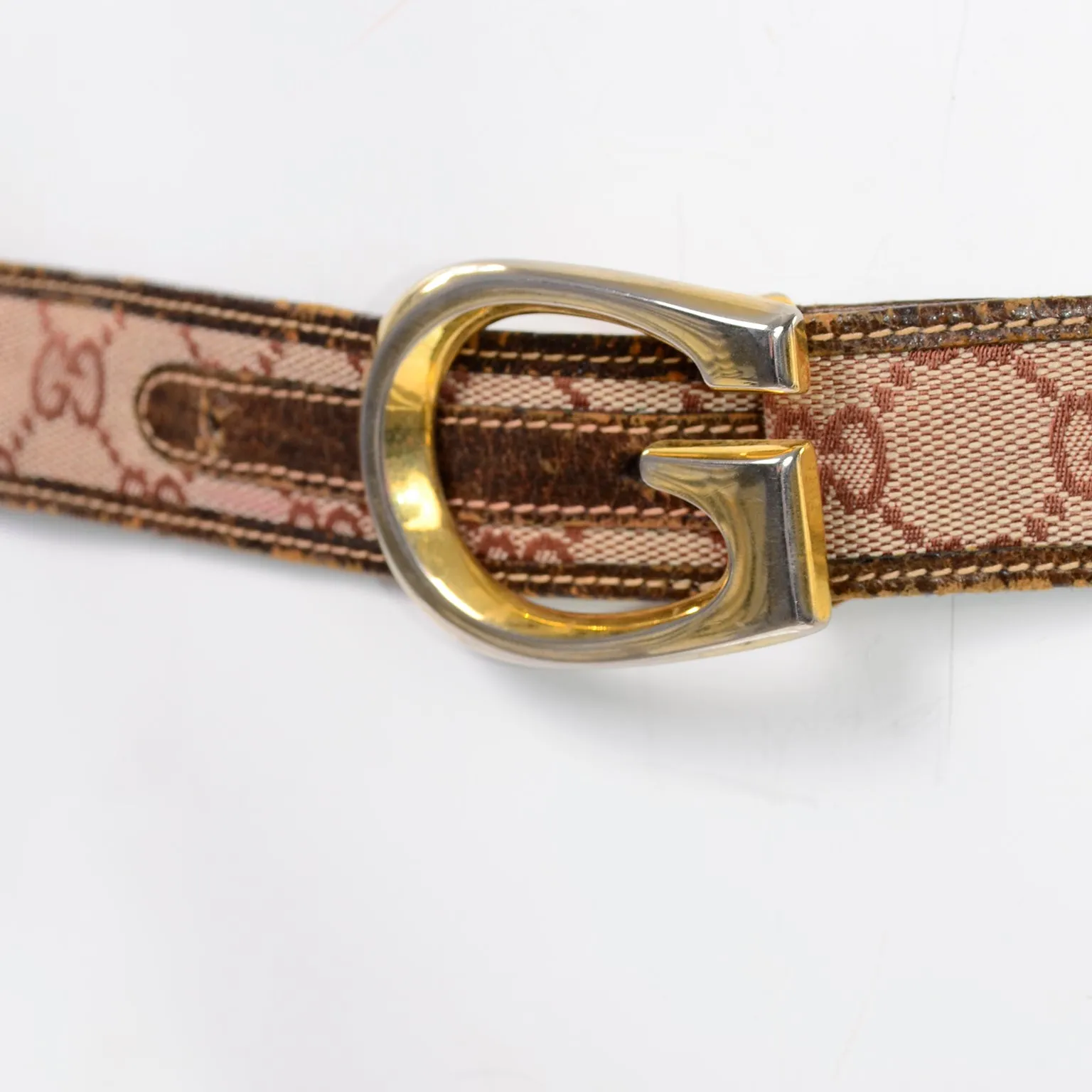 1970's Vintage Gucci Monogram Double G Belt w/ Single G Gold Buckle