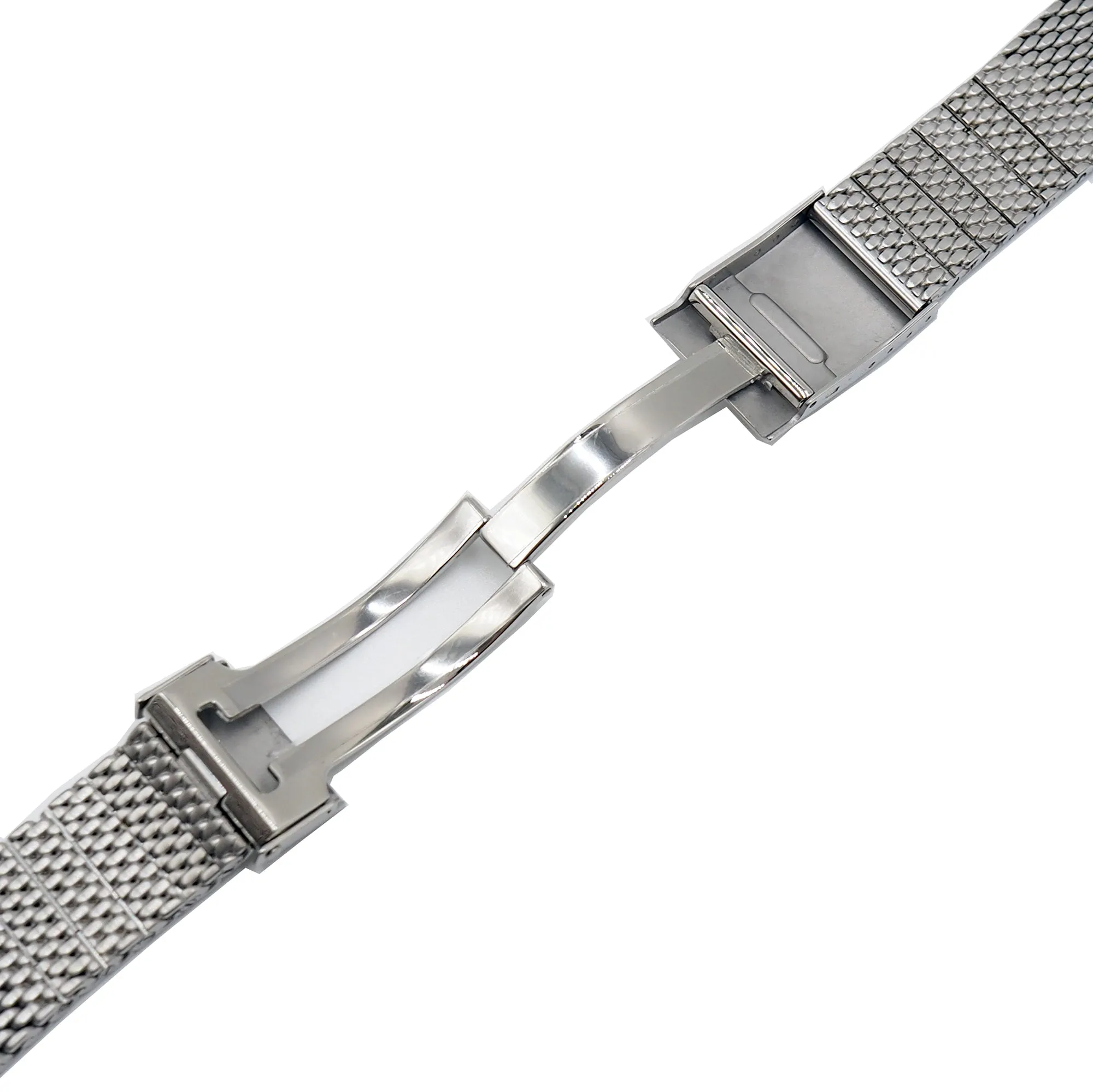 22mm Straight End Polished Mesh-Milan Watch Strap For Breitling