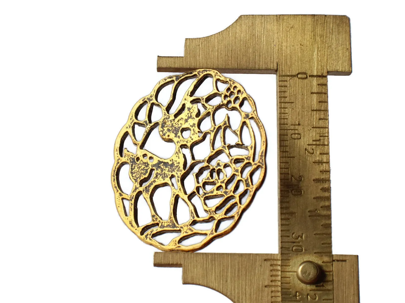 4 33mm Golden Filigree Deer Charms