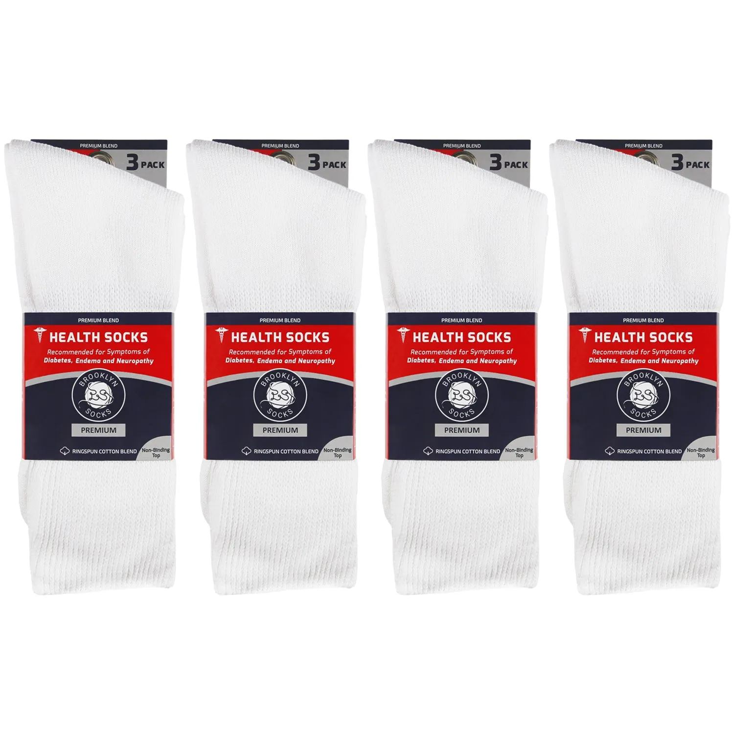 60 Pairs of Premium Cotton Loose Top Diabetic Neuropathy Socks (White)