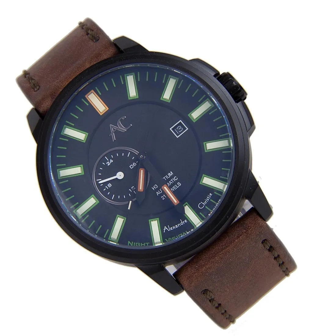 9202NMALIPBAGN Alexandre Christie Night Vision Mens Automatic Watch