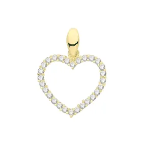 9CT GOLD CZ OPEN HEART PENDANT