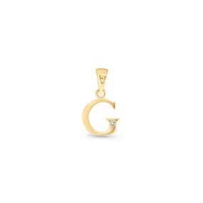 9K Gold Single Diamond 'G' Initial Pendant - DSNP-G