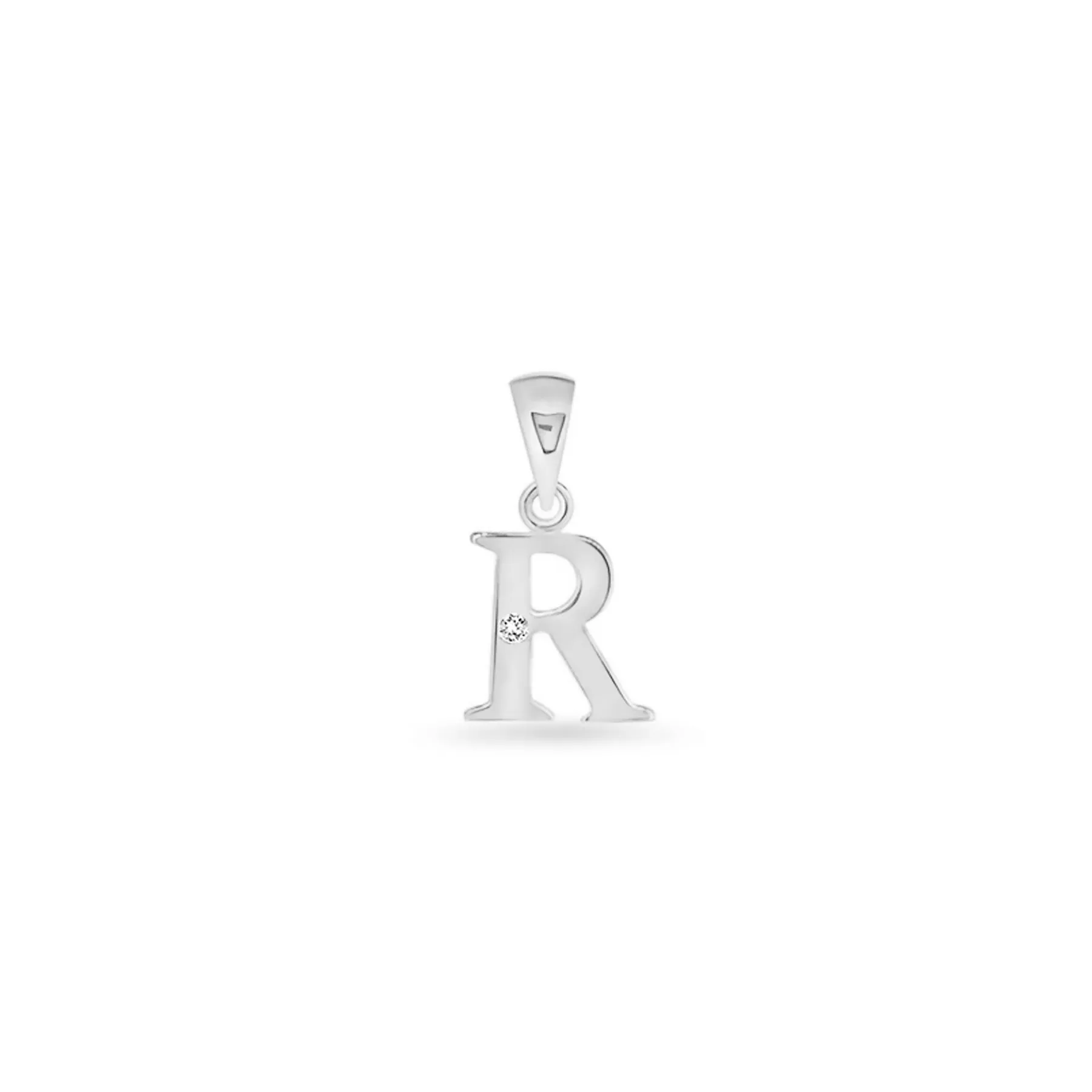 9K Gold Single Diamond 'R' Initial Pendant - DSNP-R