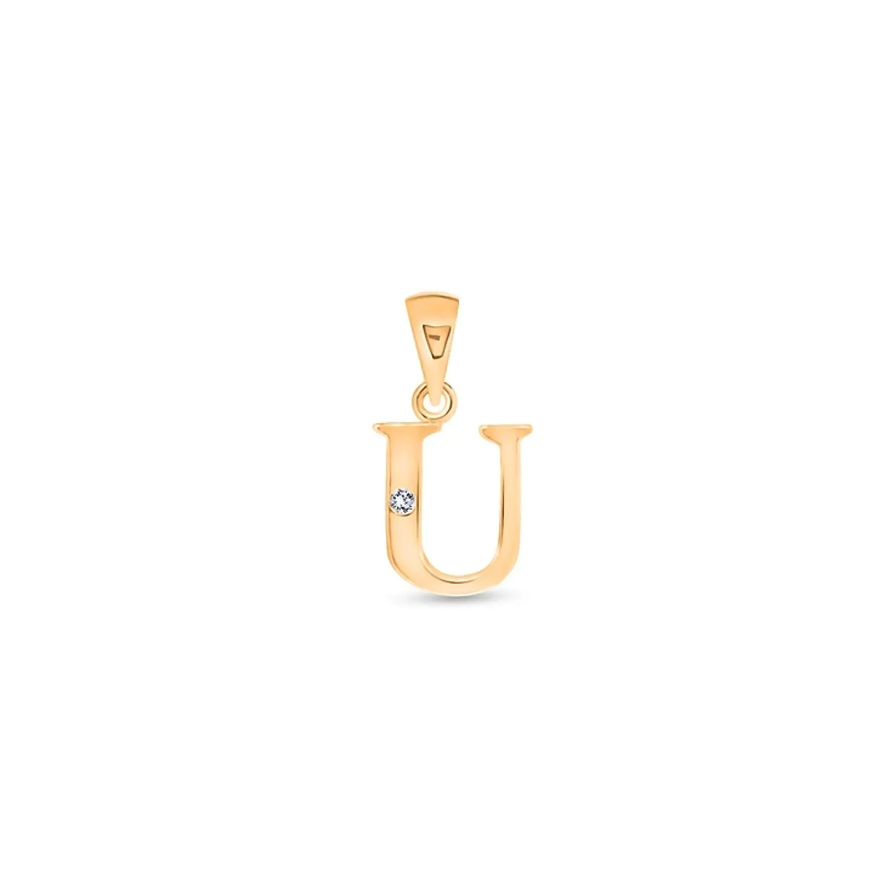 9K Gold Single Diamond 'U' Initial Pendant - DSNP-U