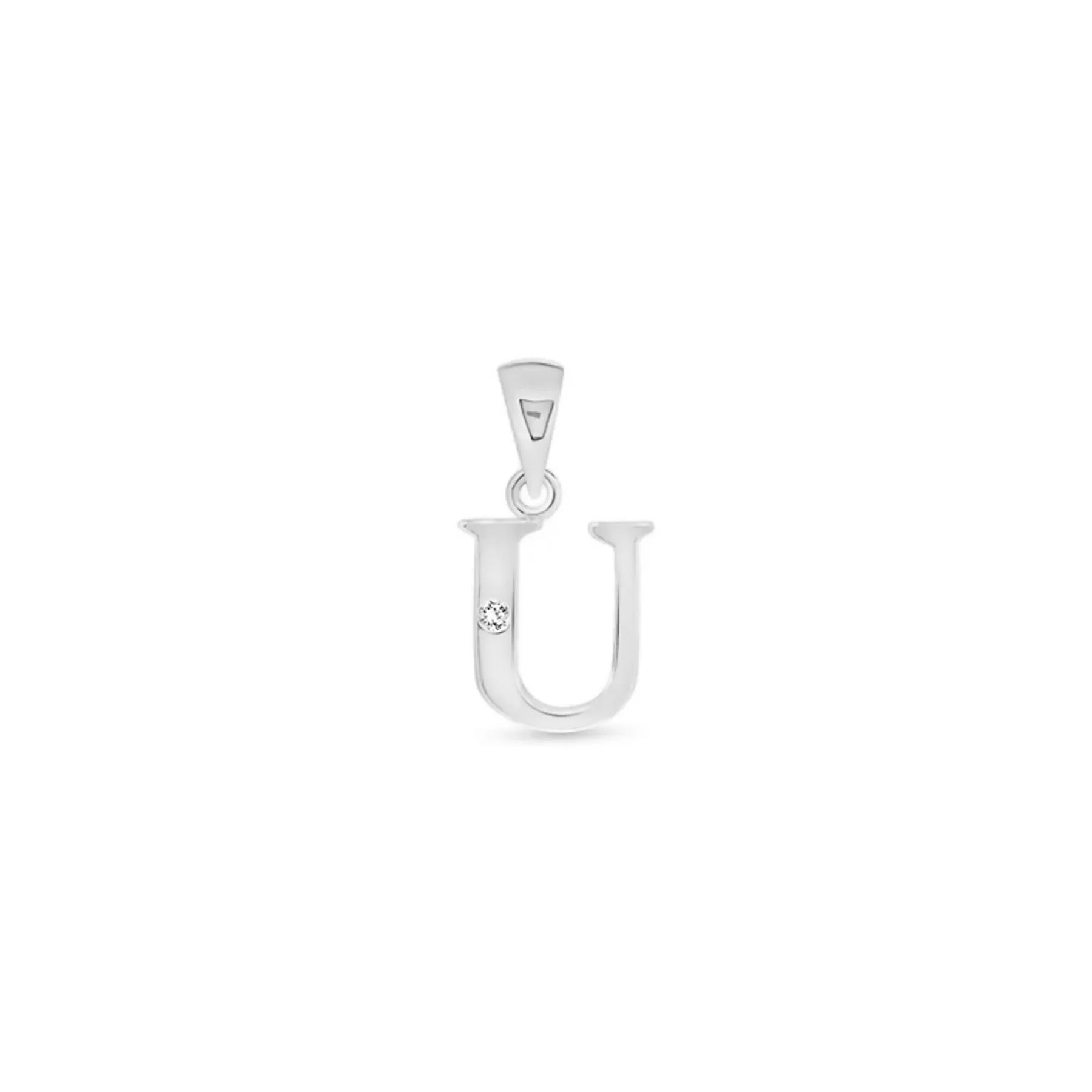 9K Gold Single Diamond 'U' Initial Pendant - DSNP-U