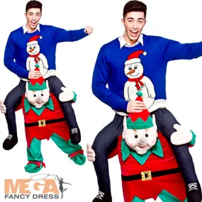 Adult Carry Me Xmas Elf Christmas Festive Fancy Dress Costume