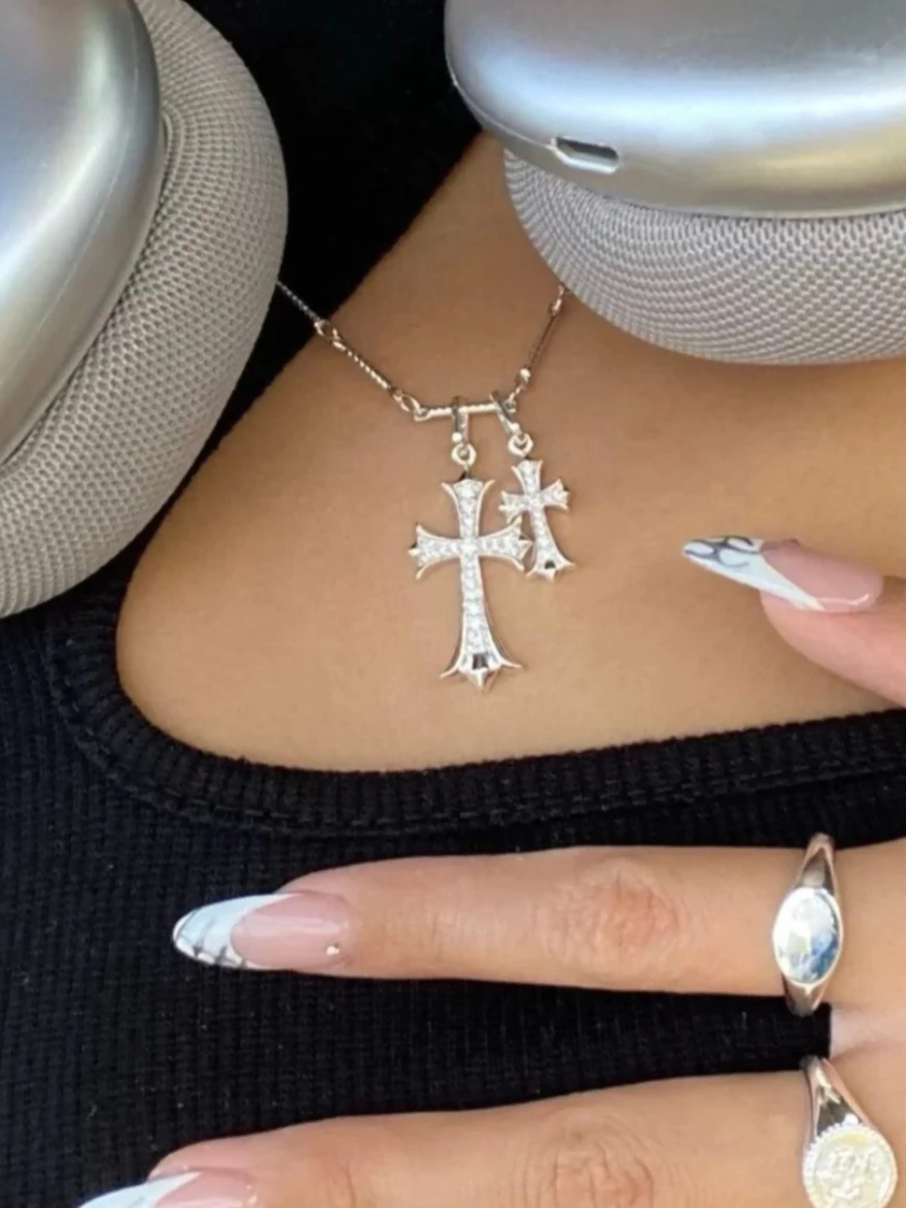 ALIX EARLE DOUBLE CROSS NECKLACE
