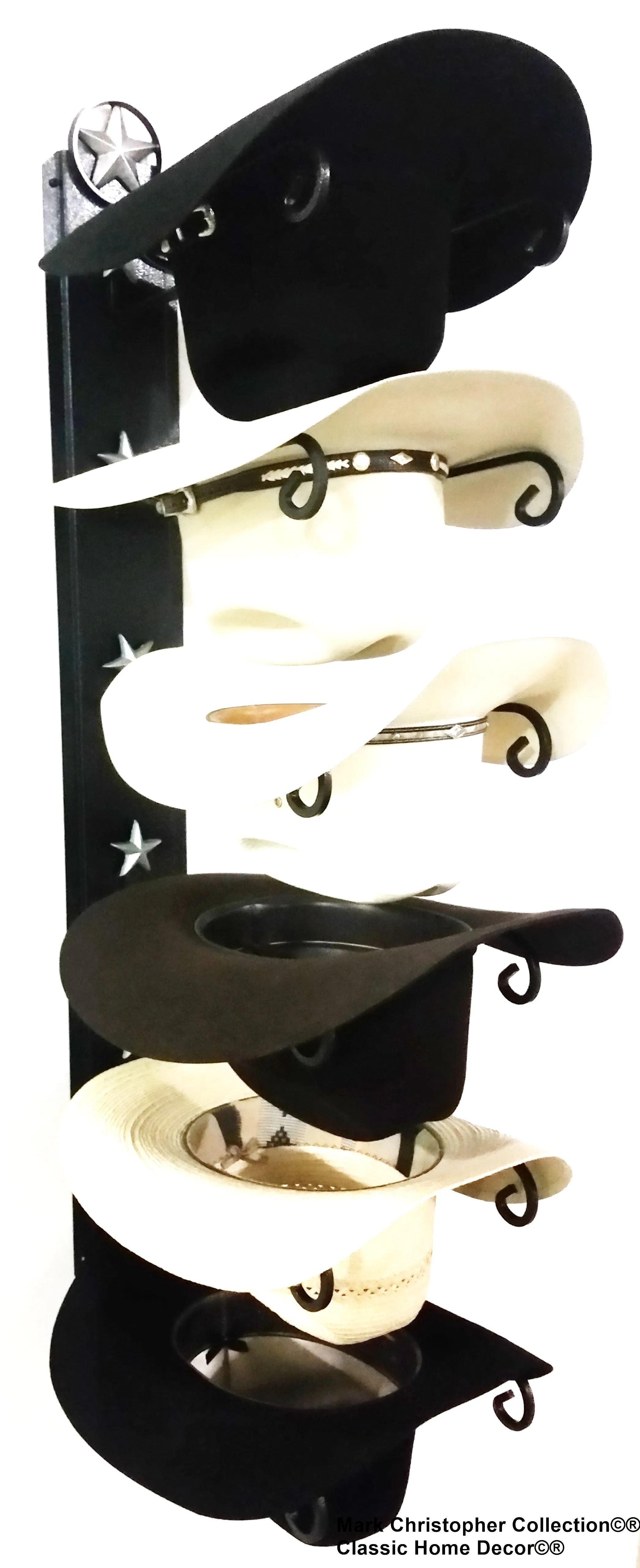 American Made Cowboy Hat Holder STAR 886 Cast Iron Lone Star Black  6 Tier Hat Rack