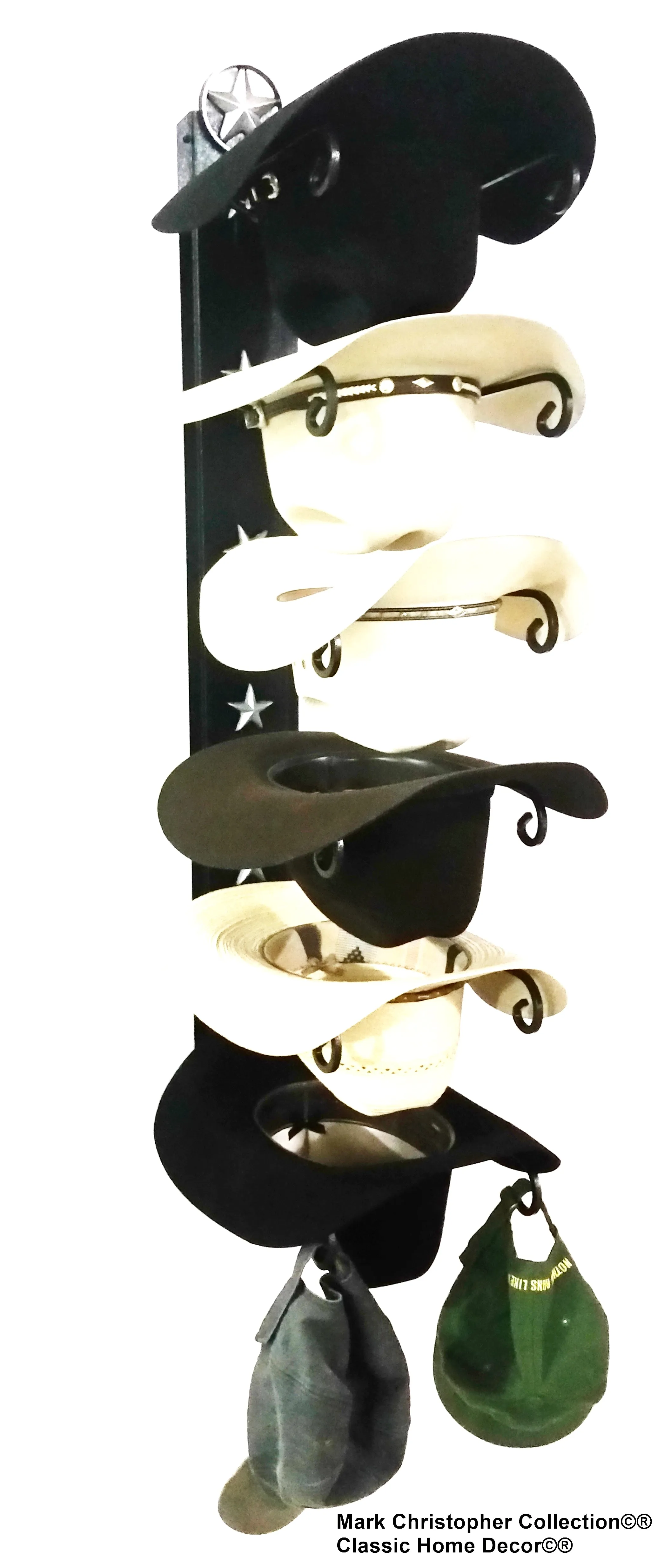 American Made Cowboy Hat Holder STAR 886 Cast Iron Lone Star Black  6 Tier Hat Rack