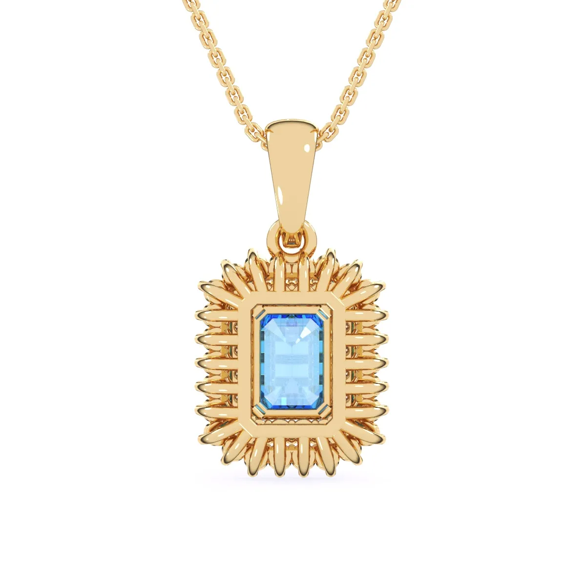 Attractive Blue Emerald Double Halo Charm Pendant