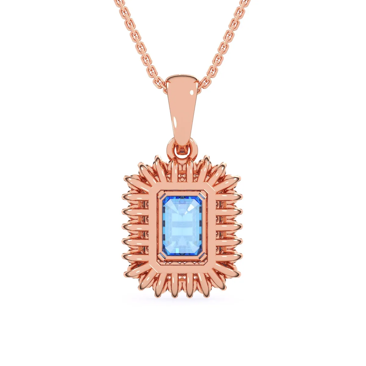 Attractive Blue Emerald Double Halo Charm Pendant