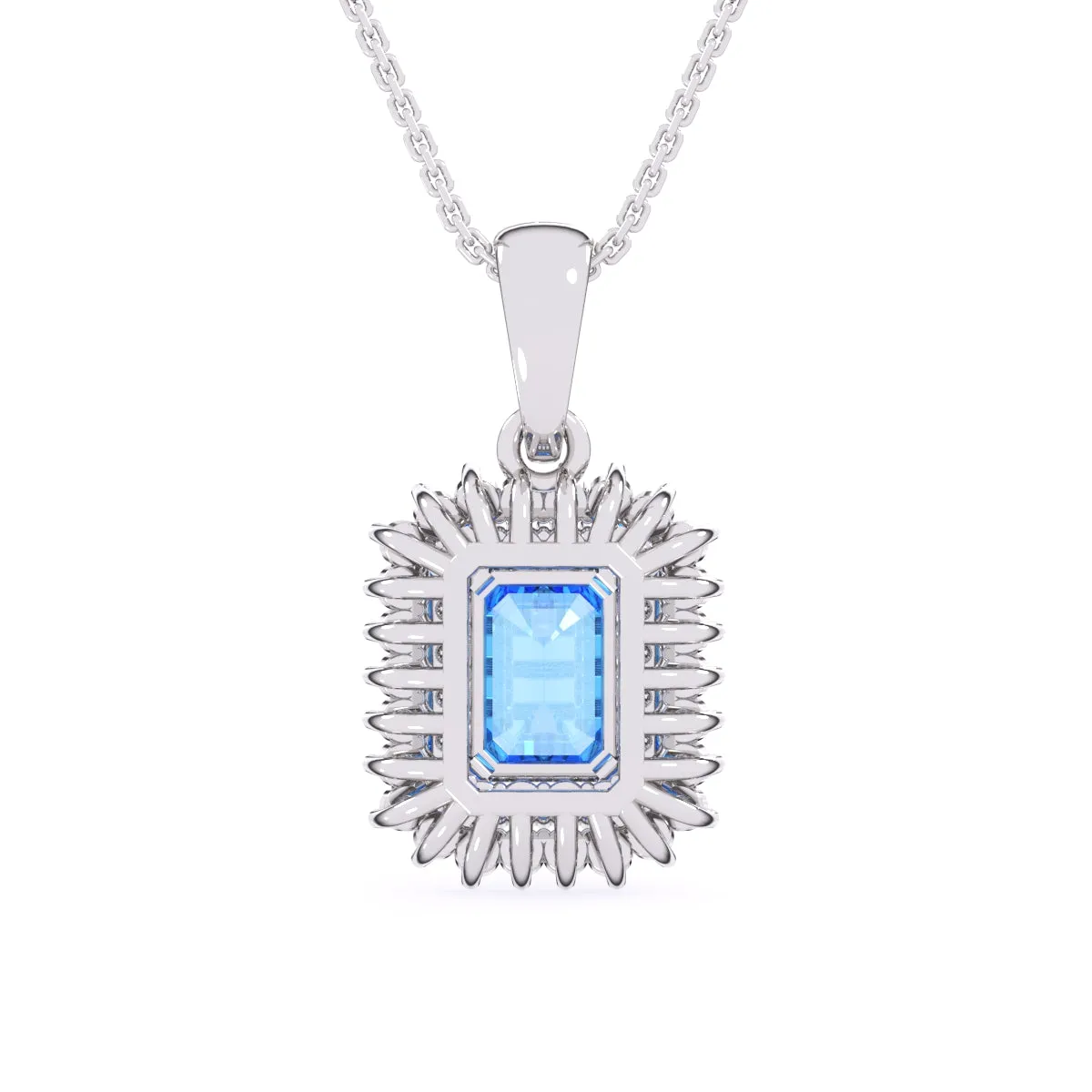 Attractive Blue Emerald Double Halo Charm Pendant