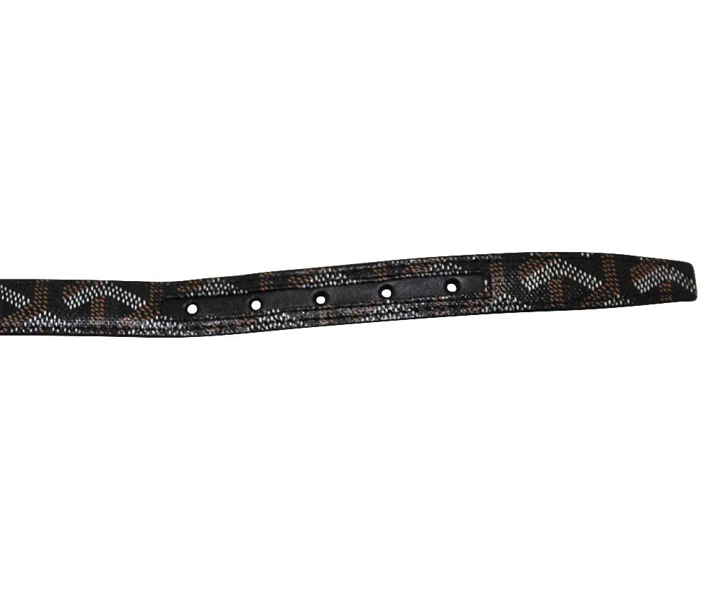 Authentic Goyard Black Goyardine Coated Canvas and Leather Reversible Buckle Belt 95CM