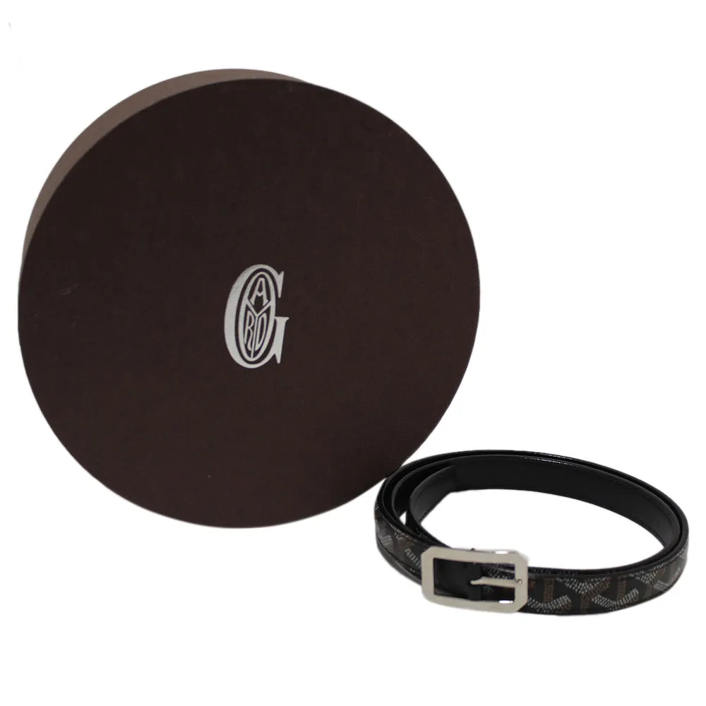 Authentic Goyard Black Goyardine Coated Canvas and Leather Reversible Buckle Belt 95CM