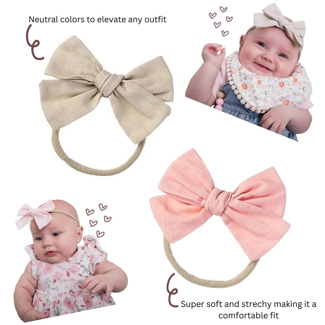 Baby Girl Reversible Bib set- Matching Headbands and Pacifier Clip, Set for 0-18 months drool bib paci set, girl accessories Floral/Beige