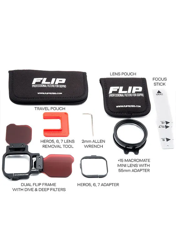 Backscatter Flip 12 Pro Package with Dive & Deep Filters &  15 MacroMate Mini Lens