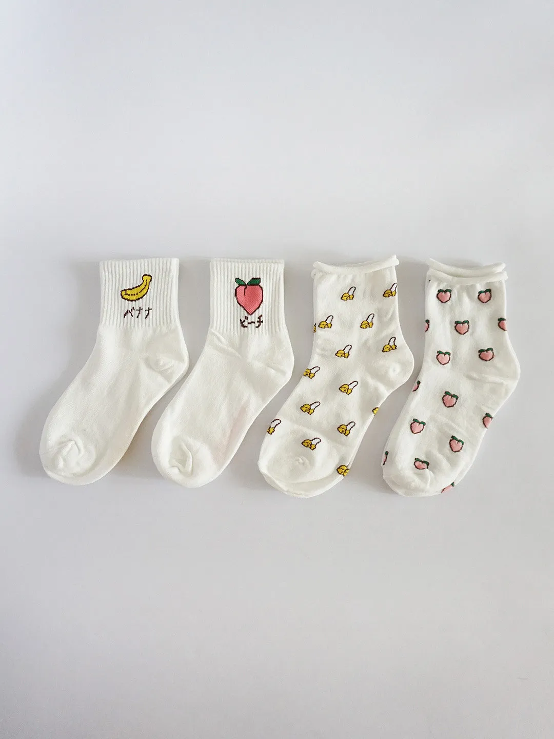 Banana High Ankle Socks Set