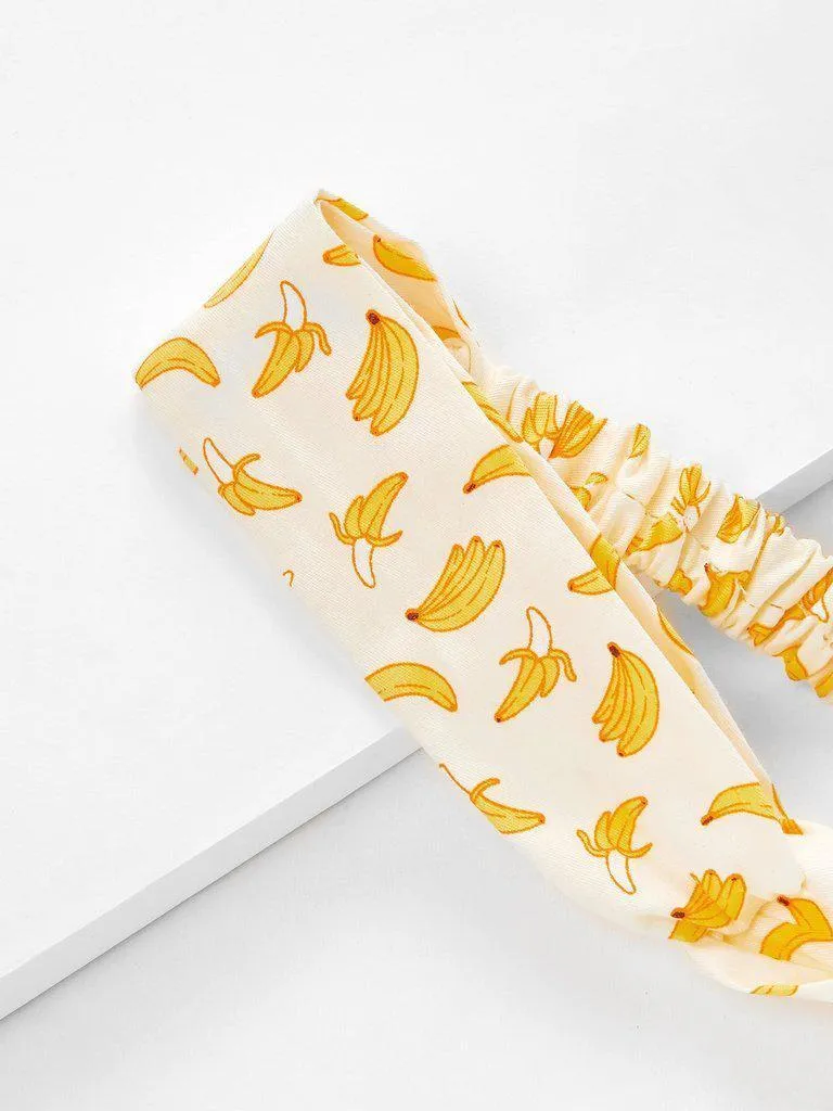 Banana Print Twist Headband