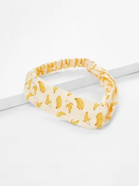 Banana Print Twist Headband