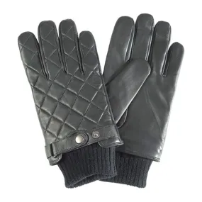 Barbour Mens Quilted Leather Gloves Black