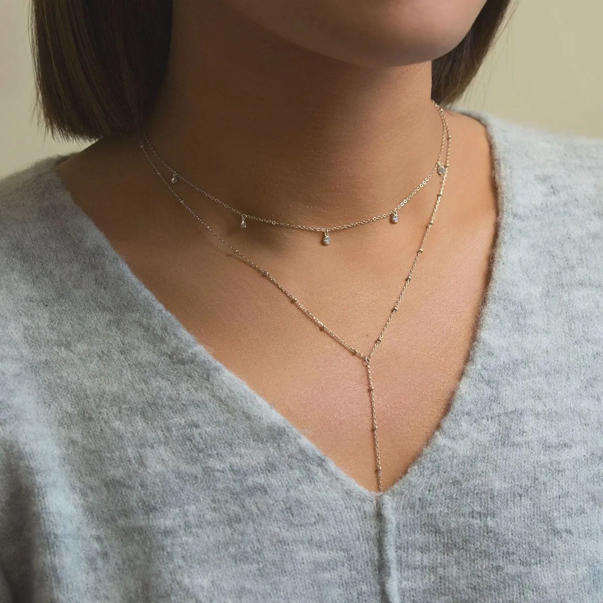 Bead Chain Lariat Necklace