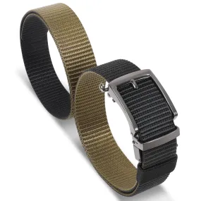 BELTROAD Mens Quick Release Ratchet Belts Reversible Nylon Belts for Golf Pants Dad Birthday Gift Ideas, Black Coyote