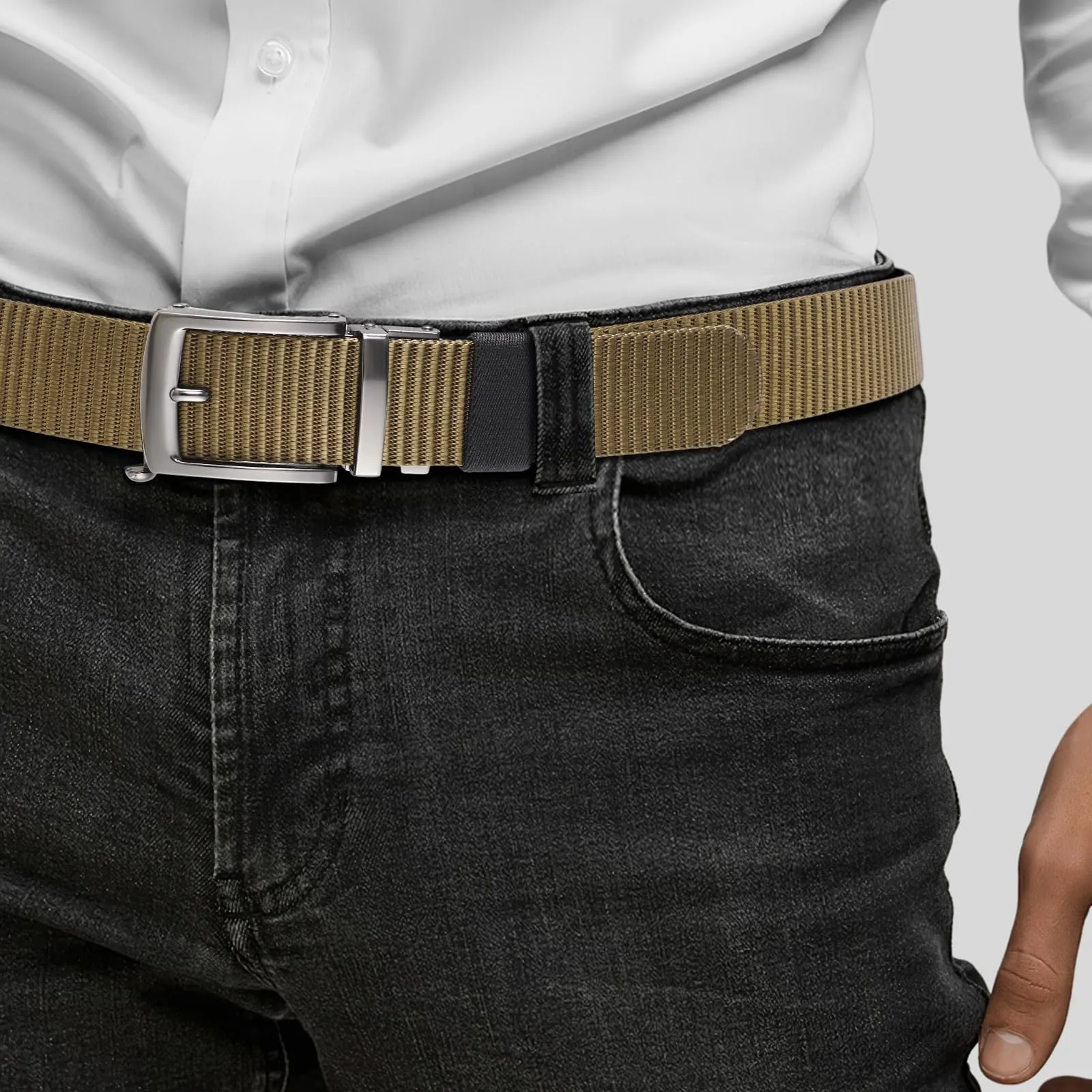 BELTROAD Mens Quick Release Ratchet Belts Reversible Nylon Belts for Golf Pants Dad Birthday Gift Ideas, Black Coyote