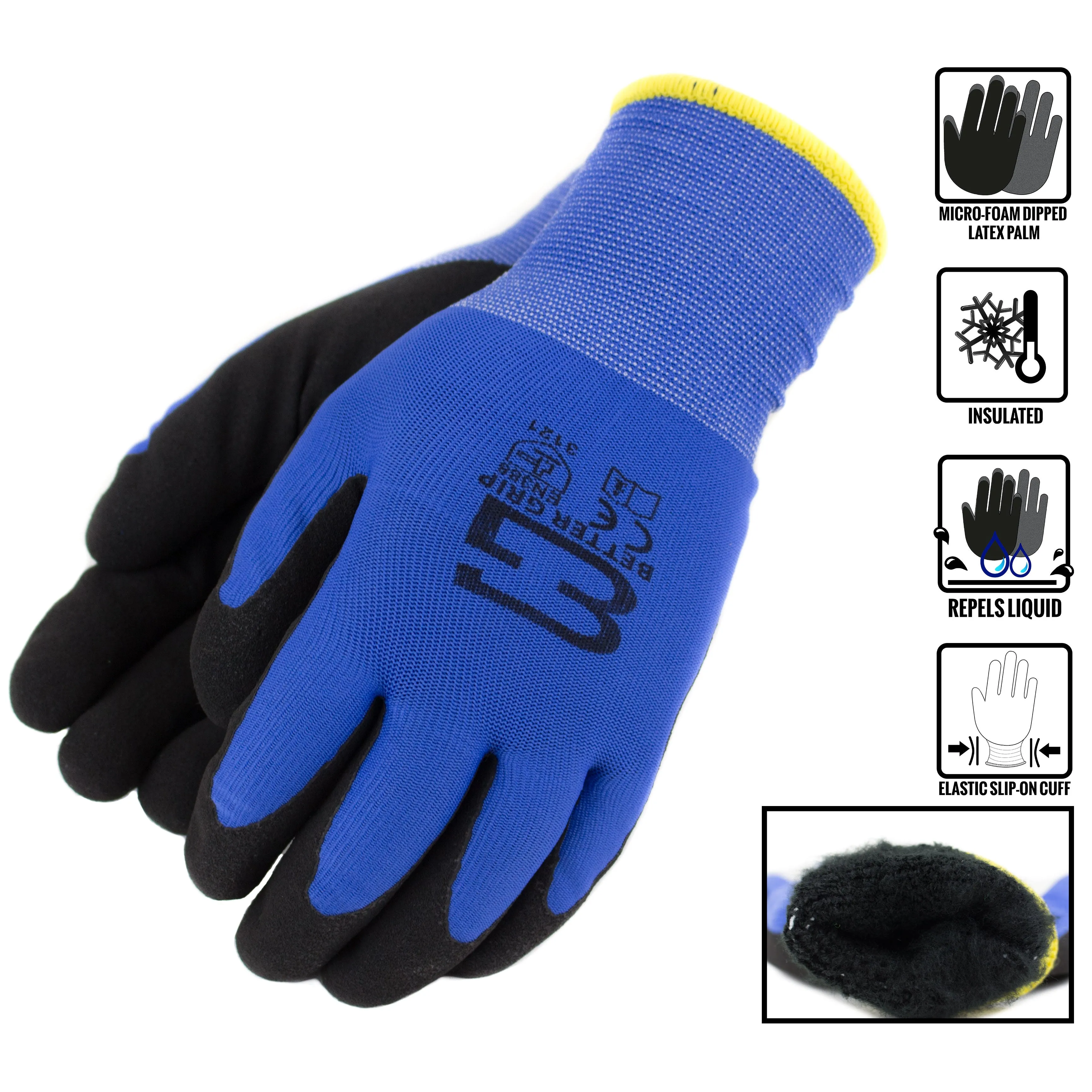 Better Grip® Double Lining Rubber Coated Gloves - BGWANS-BLU-CS