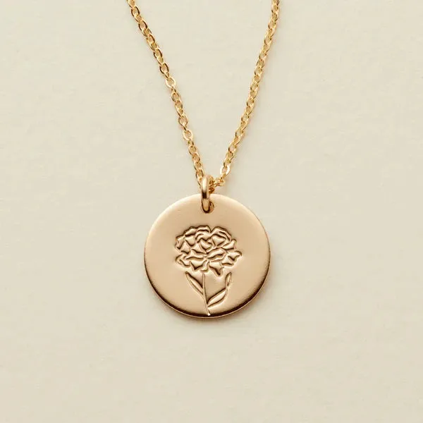 Birth Flower Necklaces in Silver