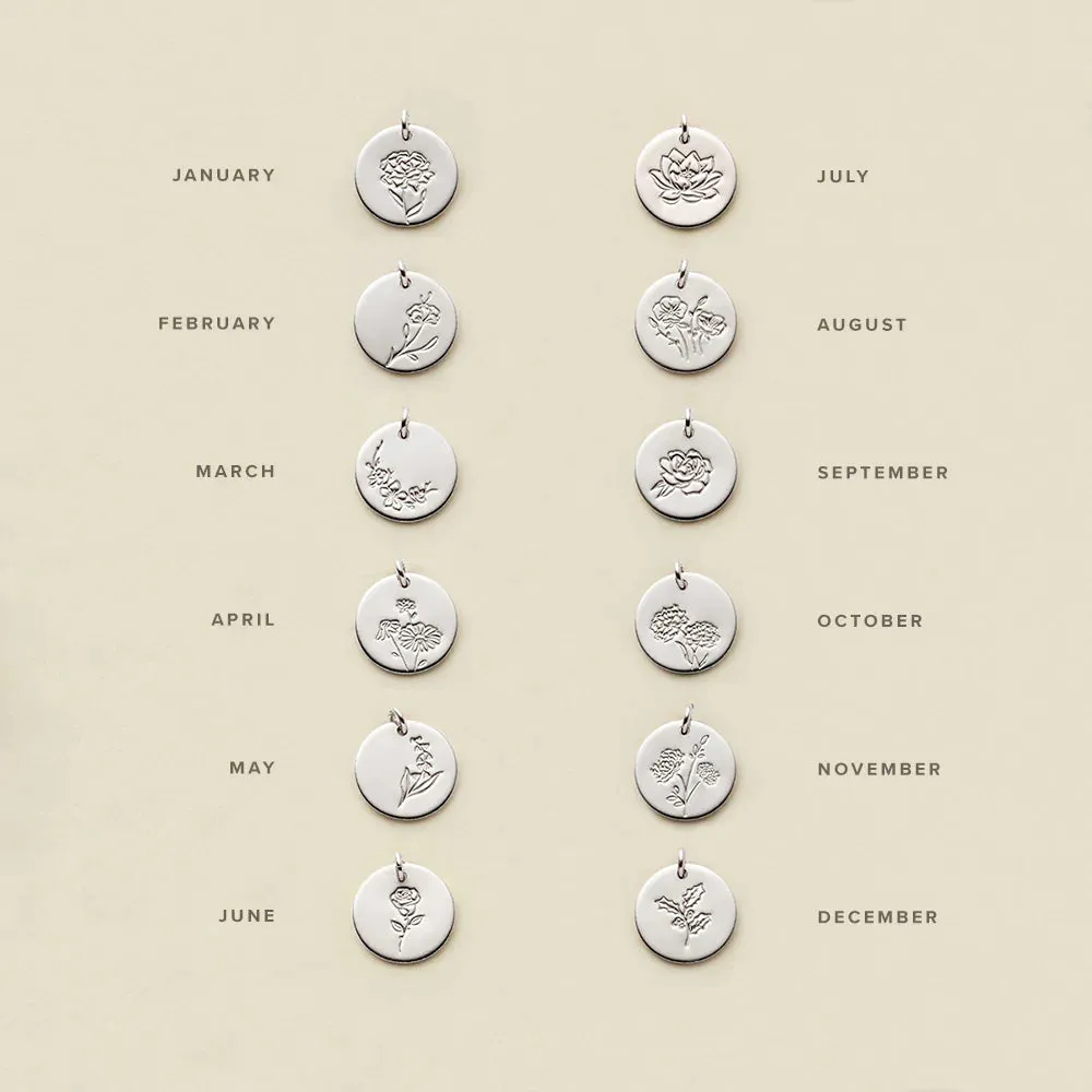 Birth Flower Necklaces in Silver