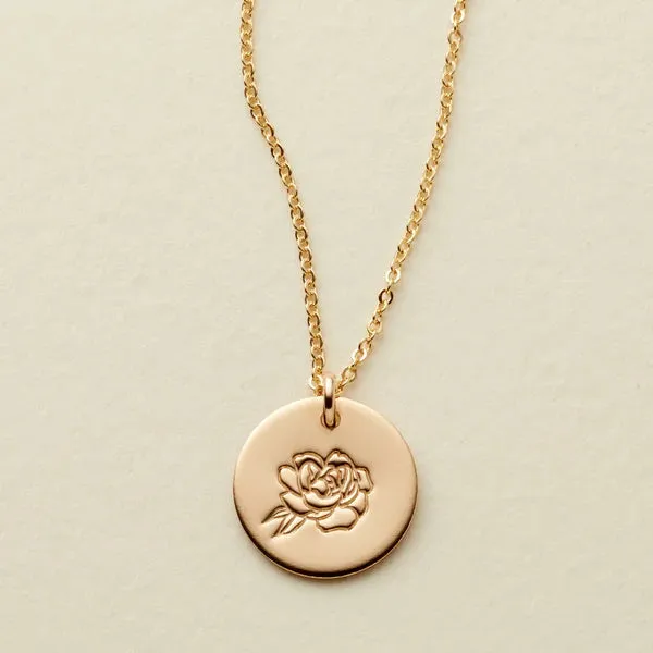 Birth Flower Necklaces in Silver