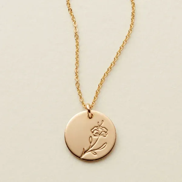 Birth Flower Necklaces in Silver