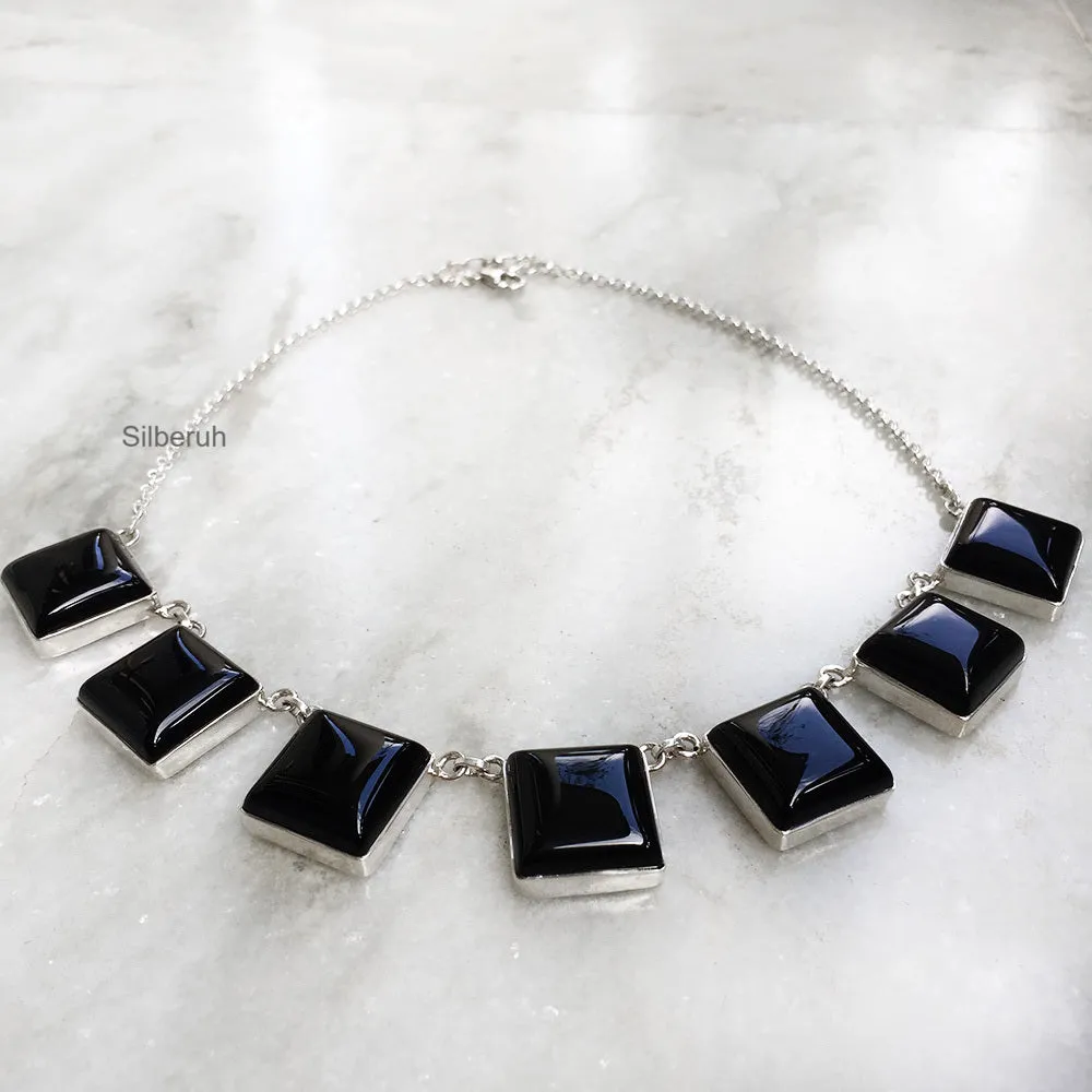 Black Onyx Silver Necklace