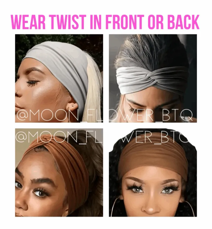 Black Wide Twist Turban Headband Ear Warmer