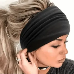 Black Wide Twist Turban Headband Ear Warmer
