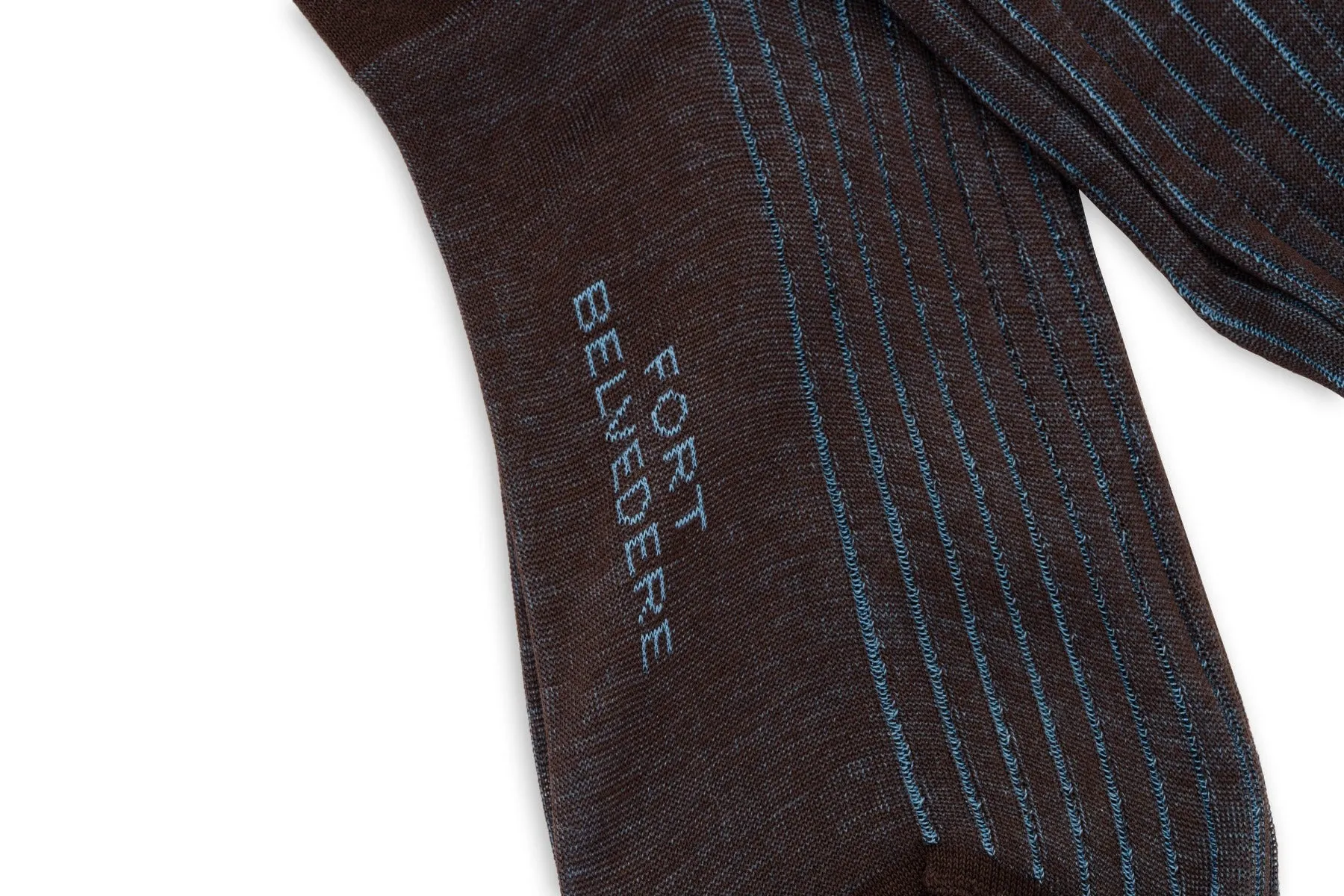 Brown & Bright Blue Shadow Stripe Cotton Socks