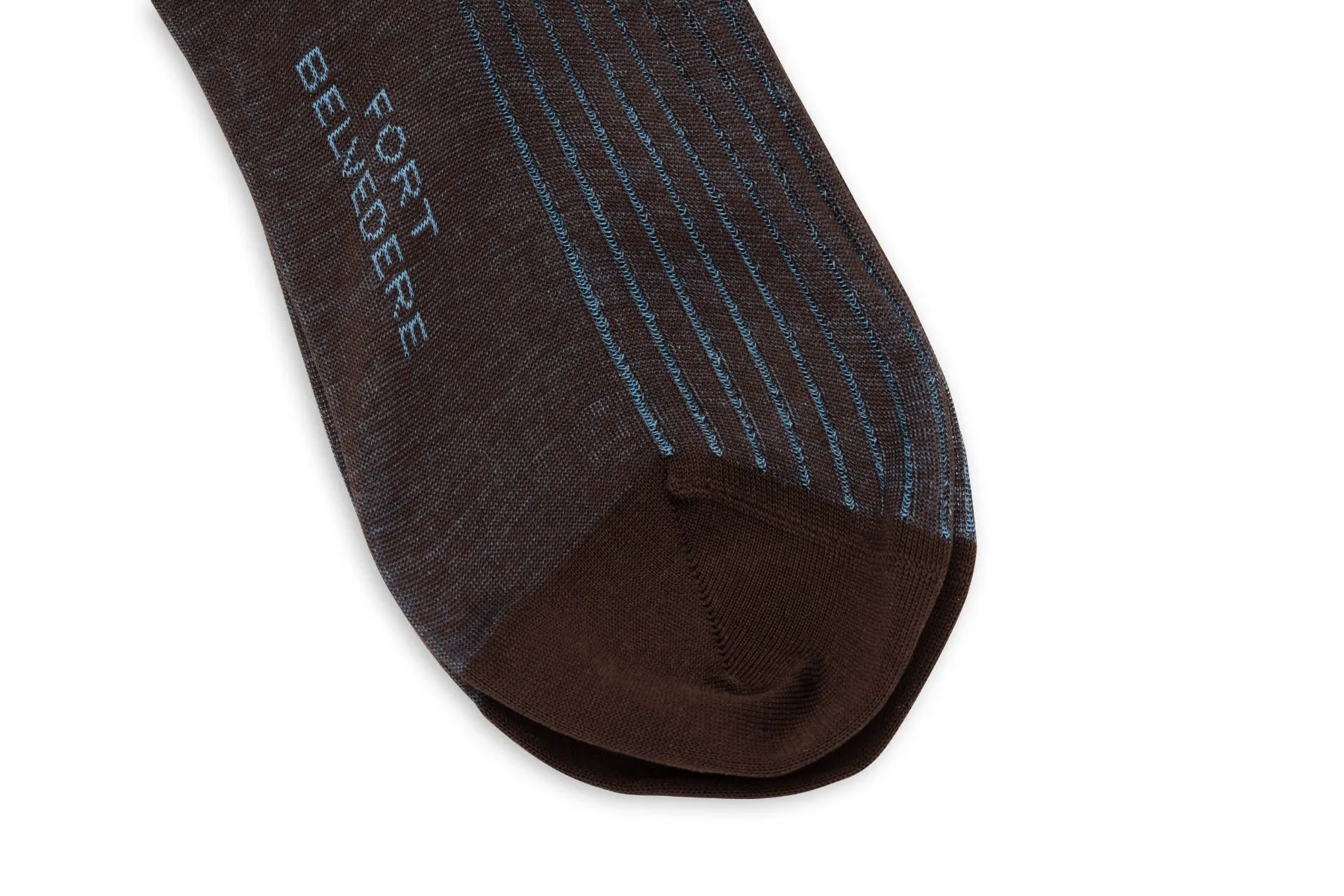 Brown & Bright Blue Shadow Stripe Cotton Socks