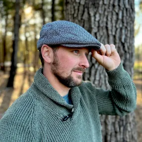 Cabby/Newsboy Herringbone Hat with Scottish Thistle Embroidery Wool Blend Golf Cap