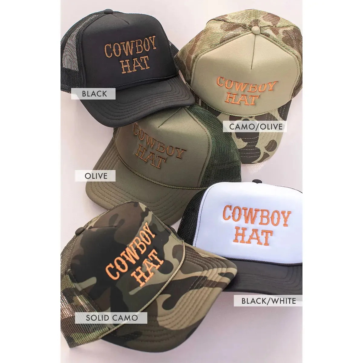 CAMO EMBROIDERED COWBOY HAT TRUCKER | CAP