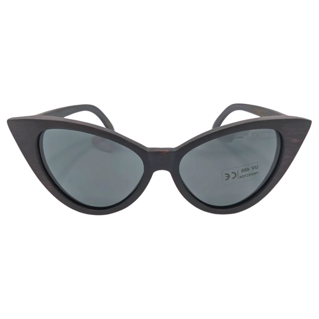 Cat Black Wood Sunglasses