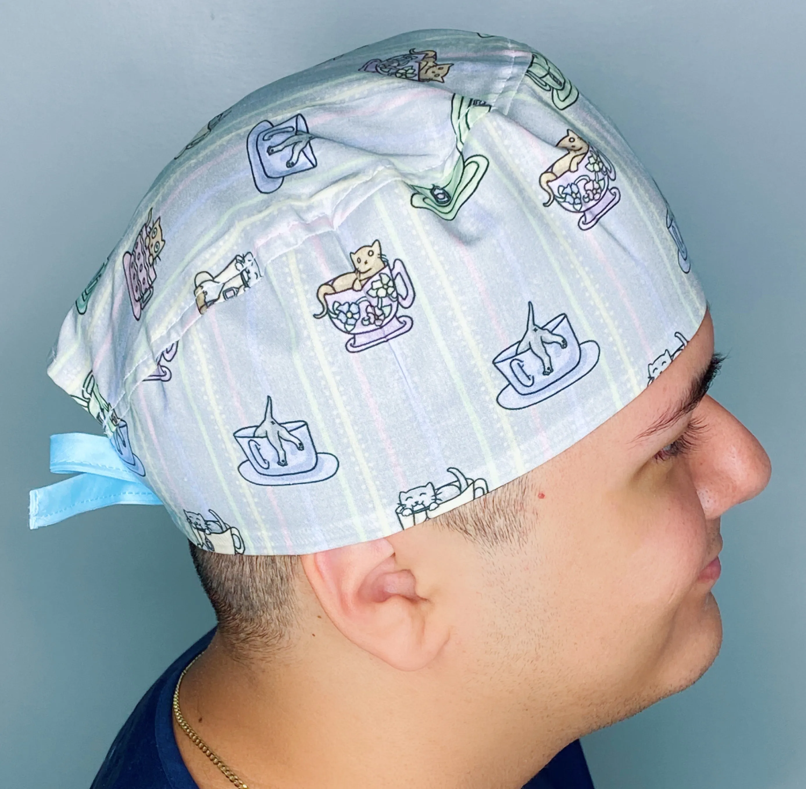 Cats in Tea Cups Unisex Animal Scrub Cap